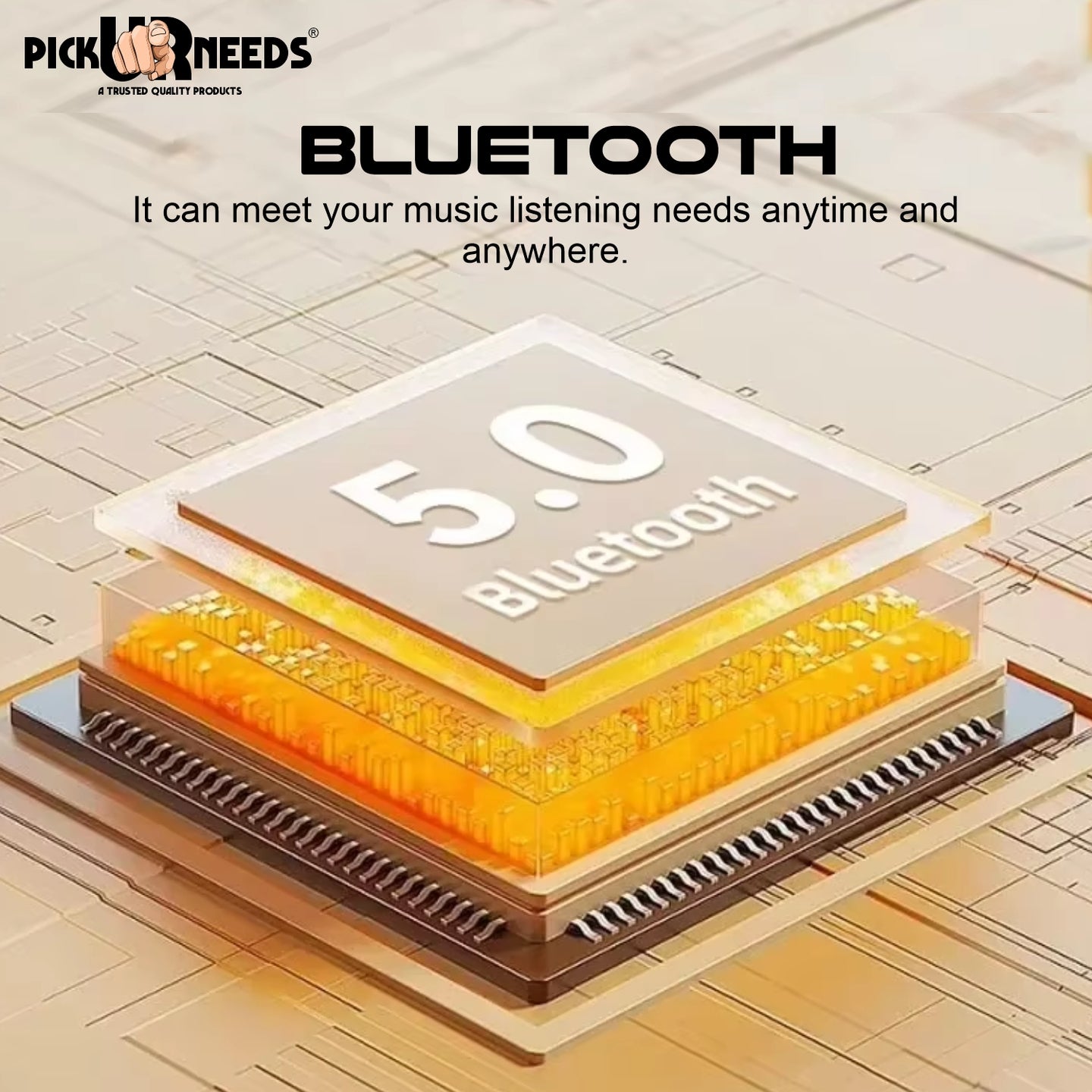 Pick Ur Needs Compact Rechargeable Wireless Thunder Sound 5W Bluetooth Speaker– Support FM/USB  (Black)